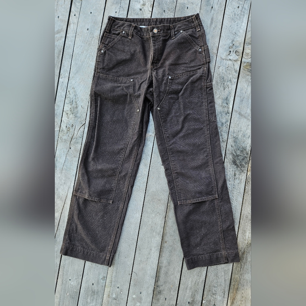 Carhartt Women's 100% Cotton Double Front work pants, Dark Brown, size 6